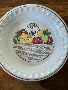 Vintage Hankook Apple Pie Recipe Stoneware Pie Dish Kitchen